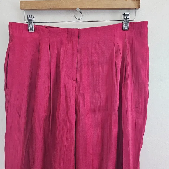 Zara | Pants & Jumpsuits | Nwot Zara Fuchsia Pink Wrinkle Effect Wide ...